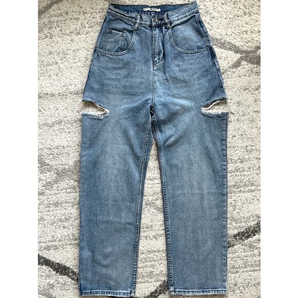 High Rise Wide Leg Jeans with Slash Details Size M - Picture 8 of 8